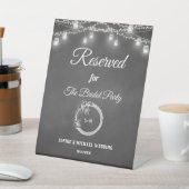 Black Reserved Wedding Mason Jar Rustic Reclamebord Met Voetstuk (Insitu)