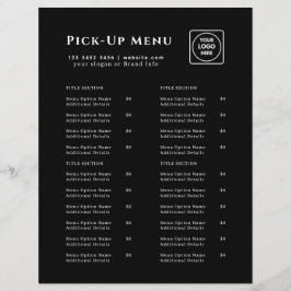 Black Restaurant Afhaalmenu Flyer | Aangepaste Log