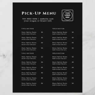 Black Restaurant Afhaalmenu Flyer   Aangepaste Log