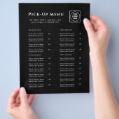 Black Restaurant Afhaalmenu Flyer | Aangepaste Log (Hand)