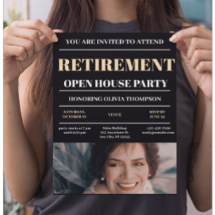 Black Retirement Open House Party Uitnodiging Flyer