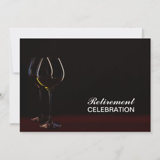 Black Retirement Wine Glass Party Kaart (Achterkant)