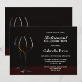 Black Retirement Wine Glass Party Kaart (Voorkant / Achterkant)