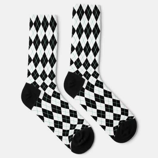 Black Retro Argyle Socks Sokken (Rechts)
