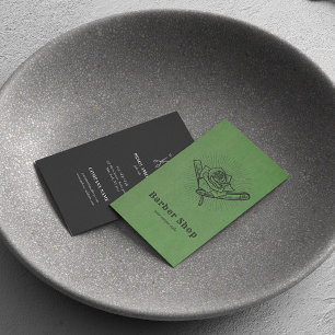 Black  Retro Barber Shop Roos Blade Visitekaartje