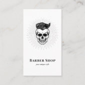 Black  Retro Barber Shop Skull Scissors Visitekaartje (Voorkant)