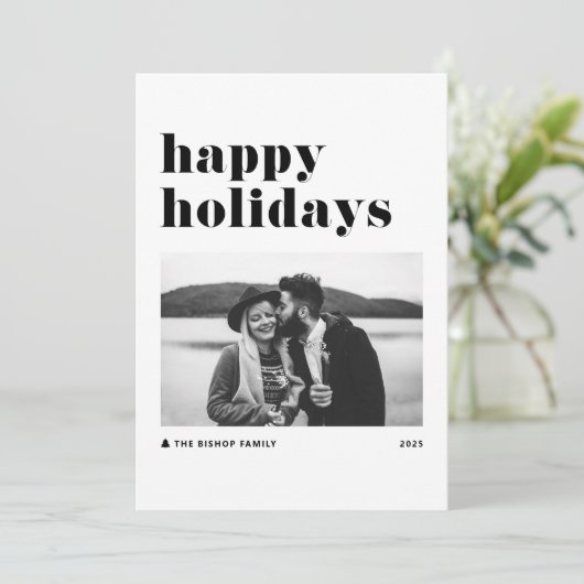 Black Retro Bold Prettige feestdagen Feestdagenkaart (Staand voorkant)