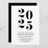 Black Retro Bold Typografie 2025 Afstuderen Kaart (Voorkant / Achterkant)