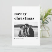 Black Retro Bold Typografie Merry Kerstfoto Feestdagenkaart (Staand voorkant)