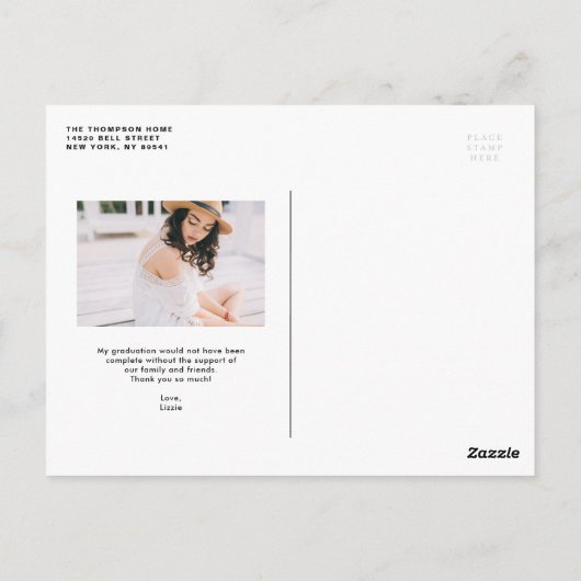 Black Retro Bold Typography Afstuderen Dank je wel Briefkaart (Achterkant)