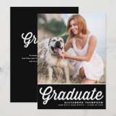 Black Retro Bold Typography Photo Afstuderen Aankondiging (Voorkant / Achterkant)