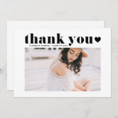 Black Retro Bold Typography Photo Afstuderen Bedankkaart (Voorkant / Achterkant)