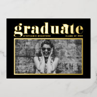 Black Retro Bold Typography Photo Afstuderen