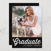 Black Retro Bold Typography Photo Afstuderen Kaart (Voorkant / Achterkant)