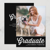 Black Retro Bold Typography Photo Afstuderen Kaart (Voorkant / Achterkant)