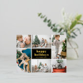 Black Retro Bold Typography Photo Collage Folie Feestdagen Briefkaart (Staand Voorkant)