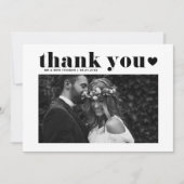 Black Retro Bold Typography Photo Wedding Bedankkaart (Voorkant)