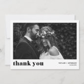 Black Retro Bold Typography Photo Wedding Bedankkaart (Voorkant)