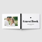 Black Retro Bold Typography Photo Wedding Gastenboek (Volledig)
