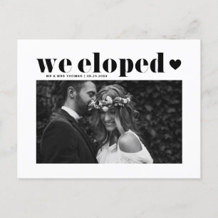 Black Retro Bold Typography Wedding Elopement Briefkaart