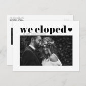 Black Retro Bold Typography Wedding Elopement Briefkaart (Voorkant / Achterkant)