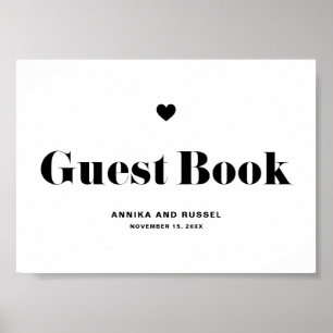 Black Retro Bold Typography Wedding Guest Book Poster
