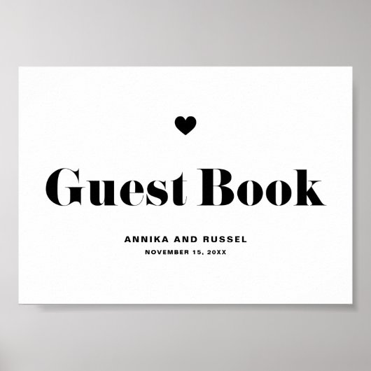Black Retro Bold Typography Wedding Guest Book Poster (Voorkant)