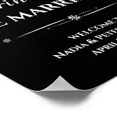 Black Retro Eet Drink Trouwen Welkom bruiloft Poster (Hoek)