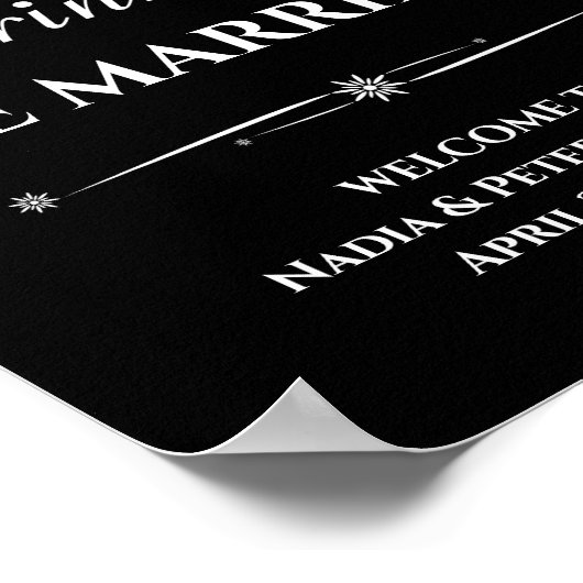 Black Retro Eet Drink Trouwen Welkom bruiloft Poster (Hoek)