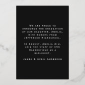 Black Retro Folie Afstuderen Fotoaankondiging Uitnodiging (Achterkant)