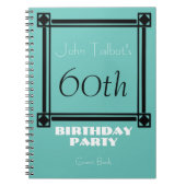 Black retro frame 60th Birthday Party Guest Book Notitieboek (Voorkant)