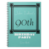 Black retro frame 90th Birthday Party Guest Book Notitieboek (Voorkant)