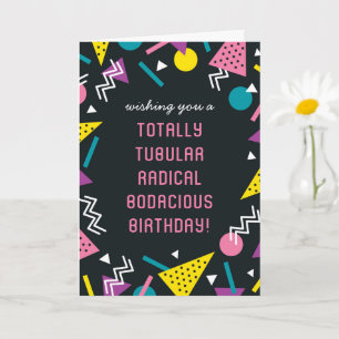 Black Retro Funny 80s Slang Birthday Card Kaart