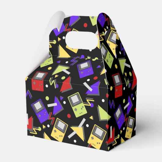 Black Retro Gaming Verjaardag Bedankdoosjes (Achterkant)