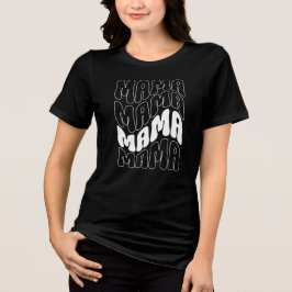 Black Retro Groovy Cute Mama Moederdag mama Tri-Blend Shirt