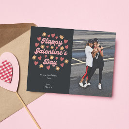 Black Retro Happy Galentine's Day BestVriendelijke Briefkaart