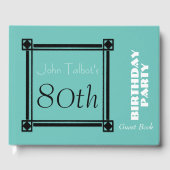 Black Retro Lijst 70th Birthday Party Guest Book Gastenboek (Voorkant)