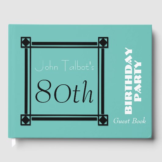 Black Retro Lijst 70th Birthday Party Guest Book Gastenboek (Voorkant)