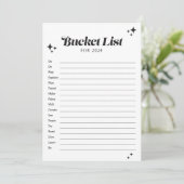 Black Retro Nieuwjaars Bucket List voor 2024 Kaart (Staand voorkant)