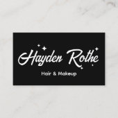 Black Retro Script Makeup en Hair Stylist Visitekaartje (Voorkant)
