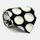 Black Retro Stippen Stropdas (Opgerold)