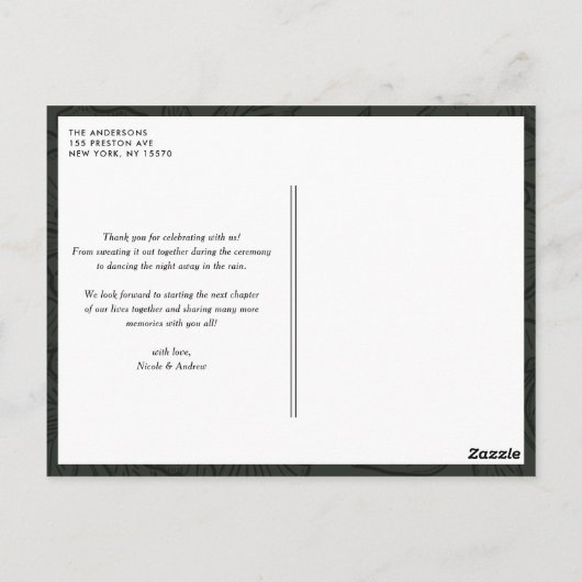 Black Retro Twee foto bruiloft Dank u Briefkaart (Achterkant)