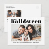 Black Retro Typografie Photo Happy Halloween Aankondigingskaart (Voorkant / Achterkant)