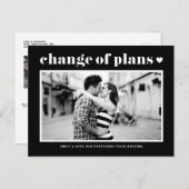 Black Retro Typography Change of Plans Photo Aankondigingskaart (Voorkant / Achterkant)