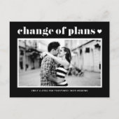 Black Retro Typography Change of Plans Photo Aankondigingskaart (Voorkant)