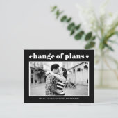 Black Retro Typography Change of Plans Photo Aankondigingskaart (Staand voorkant)