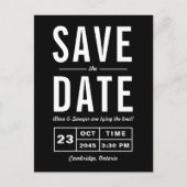 Black Retro Typography Navy Save the Date Aankondigingskaart (Voorkant)
