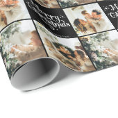 Black Retro Vrolijk Kerstfeest Familie 3 Fotocolla Cadeaupapier (Rol Hoek)