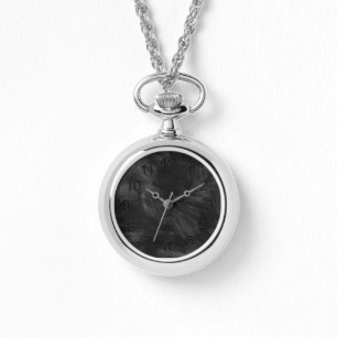 Black Retro Waterverf Texture Horloge