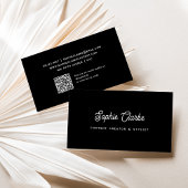 Black | Retroscript met QR-code Visitekaartje